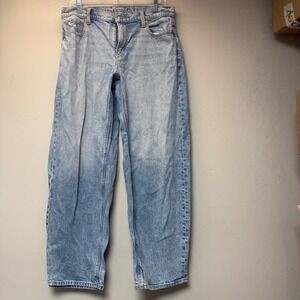 American Eagle Barrel Jeans Womens 4 Long Light Blue Excellent Stretch Denim